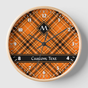 Halloween Orange Tartan Clock