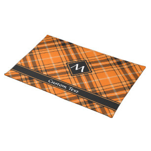 Halloween Orange Tartan Cloth Placemat
