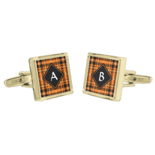 Halloween Orange Tartan Cufflinks