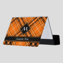 Halloween Orange Tartan Desk Business Card Holder