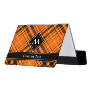 Halloween Orange Tartan Desk Business Card Holder