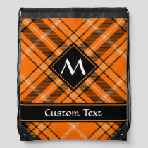 Halloween Orange Tartan Drawstring Bag