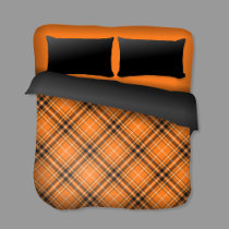 Halloween Orange Tartan Duvet Cover