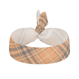 Halloween Orange Tartan Elastic Hair Tie