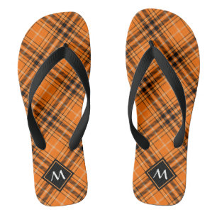 Halloween Orange Tartan Flip Flops