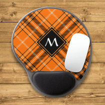 Halloween Orange Tartan Gel Mouse Pad