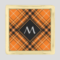 Halloween Orange Tartan Gold Finish Lapel Pin