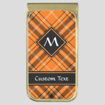 Halloween Orange Tartan Gold Finish Money Clip