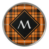 Halloween Orange Tartan Golf Ball Marker (Front)