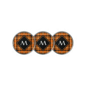 Halloween Orange Tartan Golf Ball Marker (3 Up)