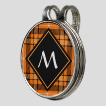 Halloween Orange Tartan Golf Hat Clip