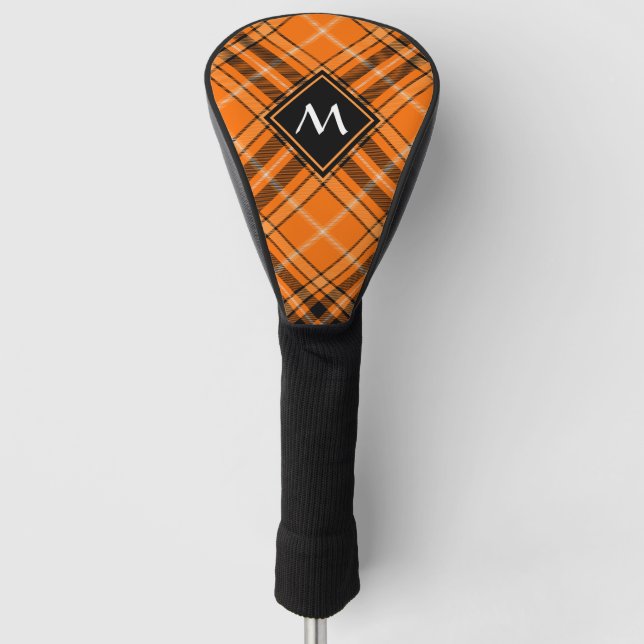 Halloween Orange Tartan Golf Head Cover (Front)