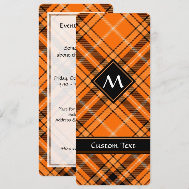 Halloween Orange Tartan Invitation (Front/Back)