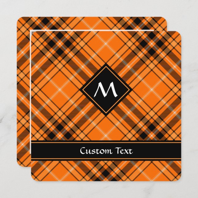 Halloween Orange Tartan Invitation (Front/Back)