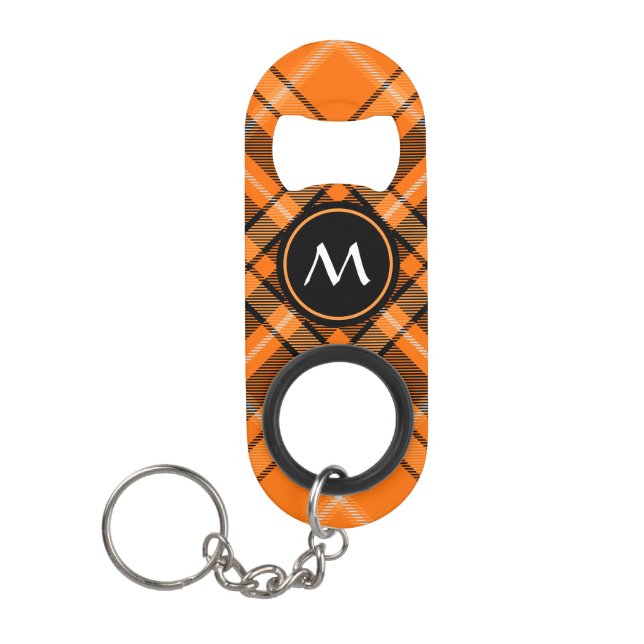 Halloween Orange Tartan Keychain Bottle Opener (Front)