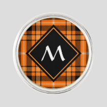 Halloween Orange Tartan Lapel Pin