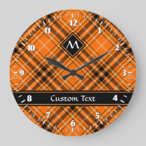 Halloween Orange Tartan Large Clock