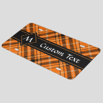 Halloween Orange Tartan License Plate