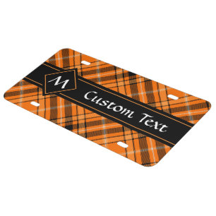 Halloween Orange Tartan License Plate