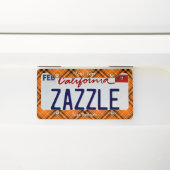 Halloween Orange Tartan License Plate Frame (On Car)