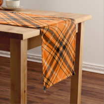 Halloween Orange Tartan Long Table Runner