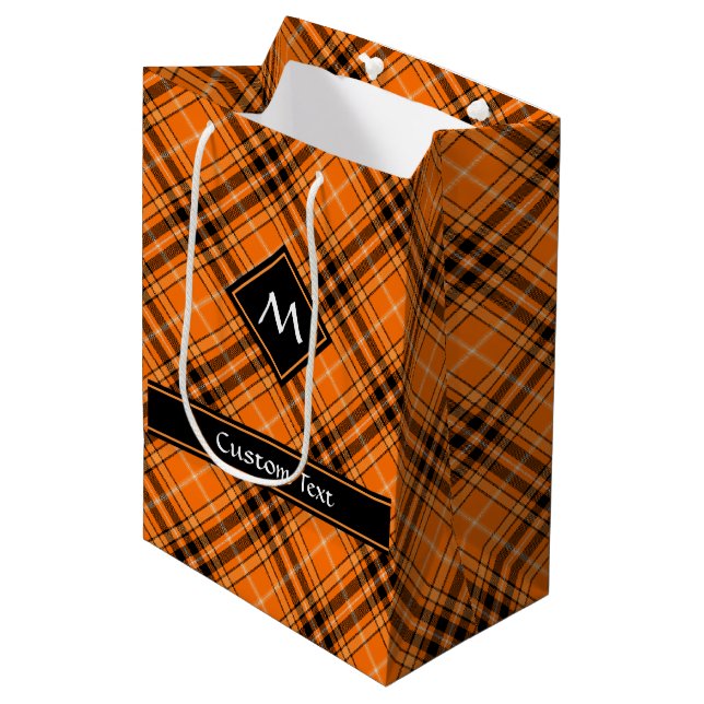 Halloween Orange Tartan Medium Gift Bag (Front Angled)