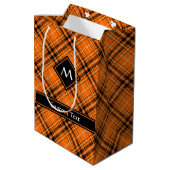 Halloween Orange Tartan Medium Gift Bag (Back Angled)