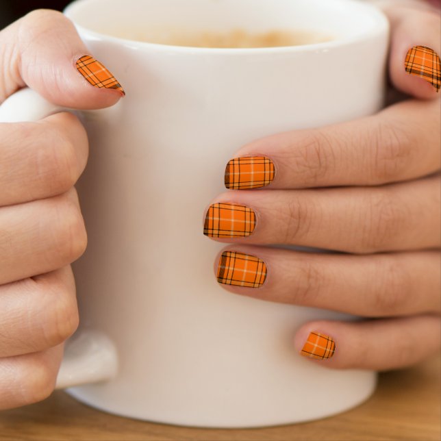 Halloween Orange Tartan Minx Nail Art (Insitu - Mug)