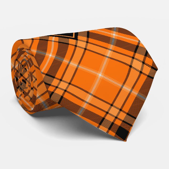 Halloween Orange Tartan Neck Tie (Rolled)