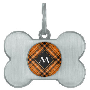 Halloween Orange Tartan Pet ID Tag