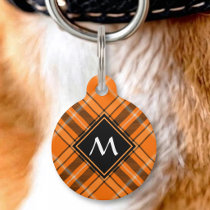 Halloween Orange Tartan Pet ID Tag