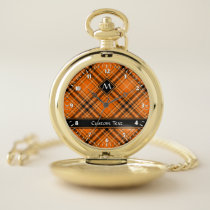 Halloween Orange Tartan Pocket Watch