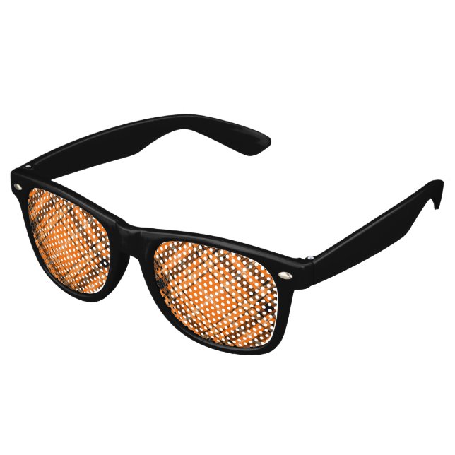 Halloween Orange Tartan Retro Sunglasses (Angled)