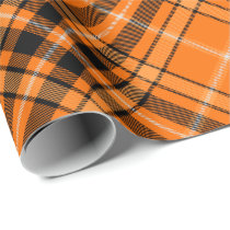 Halloween Orange Tartan Rotated Wrapping Paper