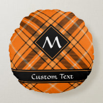 Halloween Orange Tartan Round Pillow