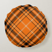 Halloween Orange Tartan Round Pillow (Back)