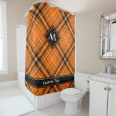 Halloween Orange Tartan Shower Curtain (In Situ)