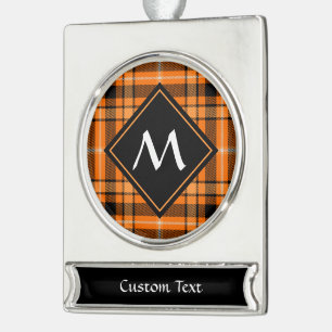 Halloween Orange Tartan Silver Plated Banner Ornament