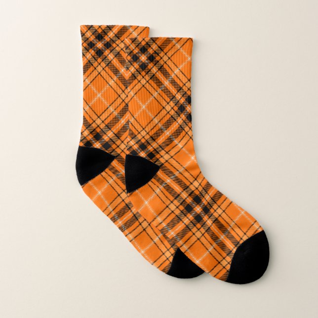 Halloween Orange Tartan Socks (Pair)