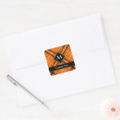Halloween Orange Tartan Square Sticker (Envelope)