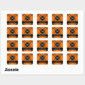 Halloween Orange Tartan Square Sticker (Sheet)