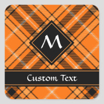 Halloween Orange Tartan Square Sticker