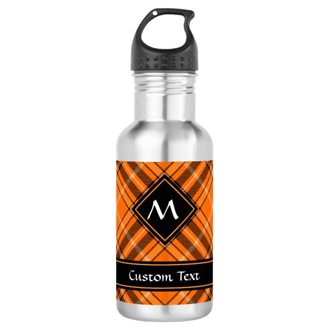 Halloween Orange Tartan Stainless Steel Water Bottle (Front)