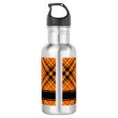 Halloween Orange Tartan Stainless Steel Water Bottle (Back)