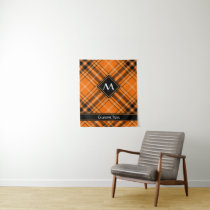 Halloween Orange Tartan Tapestry