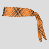 Halloween Orange Tartan Tie Headband