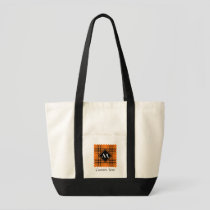 Halloween Orange Tartan Tote Bag