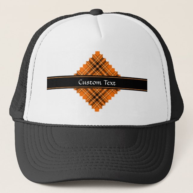 Halloween Orange Tartan Trucker Hat (Front)