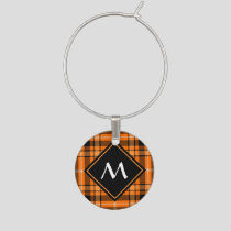 Halloween Orange Tartan Wine Charm