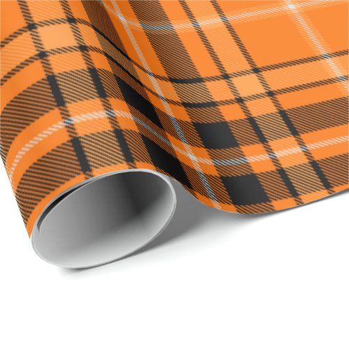 Halloween Orange Tartan Wrapping Paper